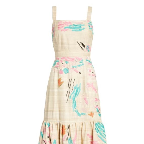 Tracey Reese Tiered Raw Silk Embroidered Maxi Drs - Picture 4 of 8